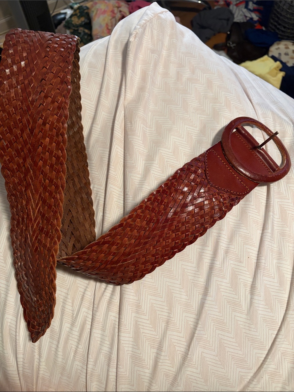 Women’s Thick Woven Leather Belt in Brown - Medium